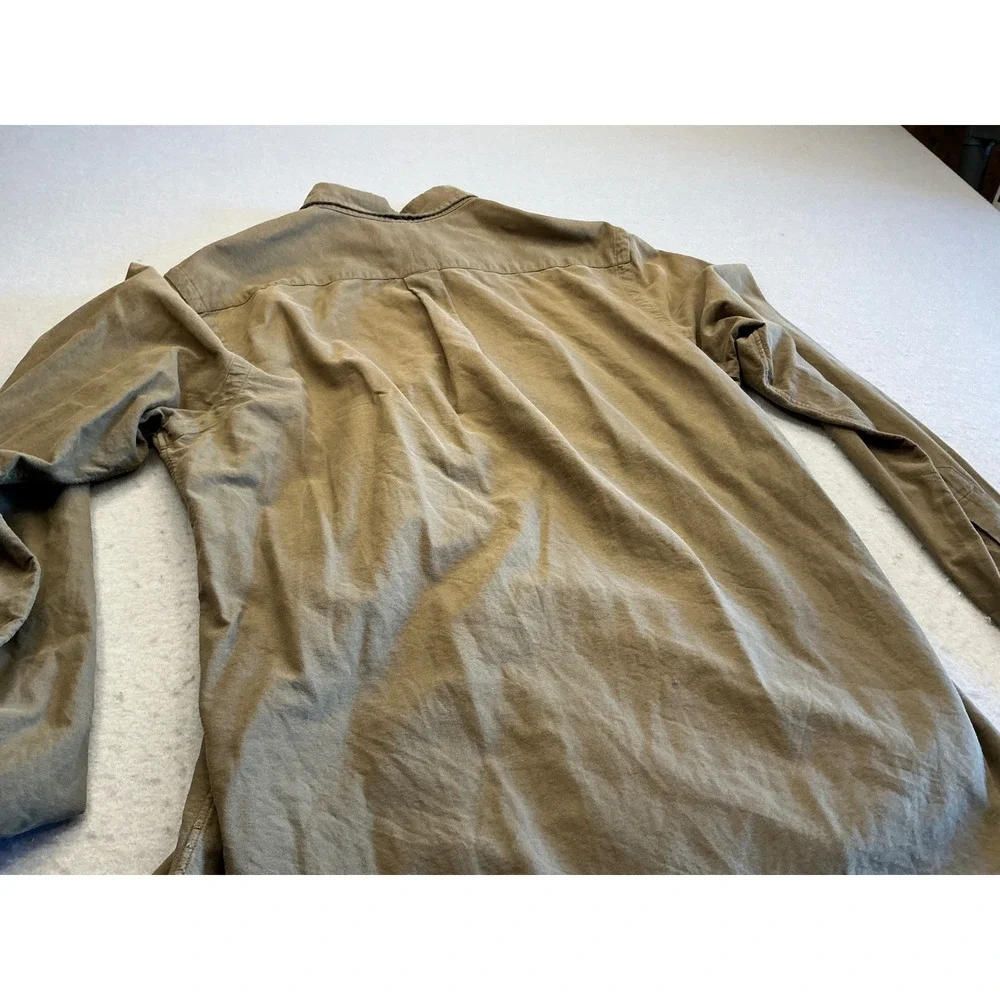 Polo Ralph Lauren Button Down Shirt Olive Brown Cotton Long Sleeve Mens Medium